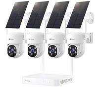 Kittyhok Cámaras de Seguridad solares inalámbricas para Exteriores, cámara de Seguridad para el hogar con Giro e inclinación de 360°, sin suscripción, claridad 2K, visión Nocturna a Color, NVR WiFi6