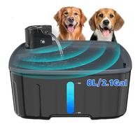 Kittyspout Fuente de Agua para Perros Sin Cable, 8L Fuente para Gatos/Perros con Sensor, Batería Recargable de 5000mAh Integrada, con Bomba Silenciosa y Filtro de Carbón Activado
