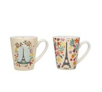 KIUB Juego de 2 mini tazas Paris Tour Eiffel - diseño Paris Je t'adore - porcelana fina y altura 7,5 cm - caja a juego