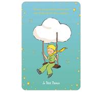 KIUB - Tarjeta de pequeño príncipe balanceándose suavemente colgando de las nubes, tamaño 10x15cm