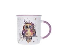 Kiub - Taza con animales (320 ml, diseño de búho de madera, porcelana)