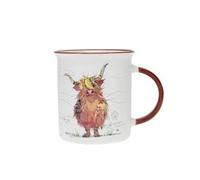 KIUB Taza con animales de granja, bosques y montañas, diseño de vaca escocesa, material porcelana fina, capacidad 320 ml