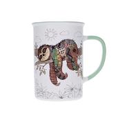 Kiub - Taza grande con animales (360 ml, diseño perezoso alargado en su rama, diseño de porcelana fina