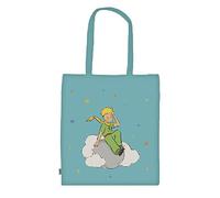 KIUB - Totebag plegable de Little Prince - diseño de Little Prince sentado en su nube - algodón de muy buena calidad, azul, Medium
