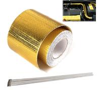 Kiuiom Aluminio Cinta Resistente a Altas Temperaturas,Cinta Adhesiva de Aluminio con 6 Bridas para Sellar/Reparar Tubo de Escape Tuberías Techos,Rresistente a Llamas y Altas Temperaturas