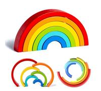 Kiuiom Arcoiris Montessori Madera,Bloques De Madera Arcoíris,Apilador De Arco Iris,Puzzle Arco Iris Madera,Arco Infantil Juguetes Madera,Juguete De Construcción,para Kindergarten Y Desarrollo