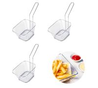 Kiuiom Cestas Cuadradas para Patatas Fritas,Canasta para Freír,Cesta Freidora,Colador para Presentación de Alimentos,Ideal para Papas Fritas, Papas Fritas, Camarones, Aros,Plata,3pcs,19.1x7.5x6.3cm