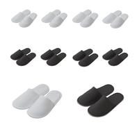 Kiuiom Desechables con Punta Cerrada,Zapatillas de Hotel Blancas,Pantuflas de Spa,Zapatillas Desechables Antideslizantes para Invitados,Spa,Baño y Hogar,Color Blanco y Gris,10 pares