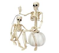 Kiuiom Esqueletos MóViles de Cuerpo Entero,Realista Posable Halloween Esqueleto,Esqueleto Completamente Articulado para Decoraciones de Casas Embrujadas y Regalos de Fiesta Terror,40 cm,2 Piezas