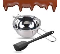 Kiuiom Olla de Derretir de Acero Inoxidable, Olla para Baño María para Chocolate, Recipiente de Fusión de Acero Inoxidable, con 1 Espátula Cuenco de Fusión de Chocolate Cazo Baño María