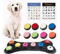 KiViRap Juego de botones de perro de 14 colores con alfombrilla de goma, botones de grabación de voz, botones grabables, entrenamiento de mascotas y ayudas de comportamiento, entrena a tu perro para