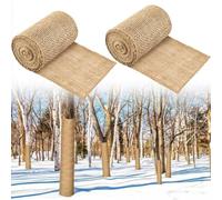 Kivivaka 2 rollos de envoltorios protectores de arpillera, tronco de yute natural para aislamiento, vendaje de invierno para protección, plantas de tela de sombra, arbustos y árboles jóvenes