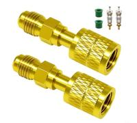 Kivivaka Adaptador de CA de latón R32 R454B 1/4 LH SAE rosca hembra de conexión rápida acoplador recto con núcleo de válvula y sello para anillo para HVAC