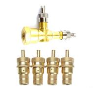 Kivivaka Adaptador en T de válvula TPMS de metal de 3 vías con 4 válvulas de liberación de aire compatible con sistemas de presión de neumáticos de automóviles y motocicletas (B)