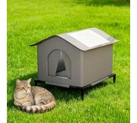 Kivivaka Aislamiento al aire libre para casa de gatos de invierno, refugio cálido resistente a la intemperie con lámina reflectante del calor y esponja, caseta plegable para mascotas con para suave