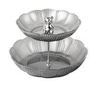 Kivivaka Bandeja de almacenamiento de alimentos de 2 o 3 niveles, decoración de mesa de boda, plato de aperitivos y soporte para tartas, hecha de plástico ABS, apta para lavavajillas, color negro