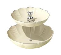 Kivivaka Bandeja de almacenamiento de alimentos de 2 o 3 niveles, decoración de mesa de boda, plato de aperitivos y soporte para tartas, hecha de plástico ABS, apta para lavavajillas, negro/amarillo