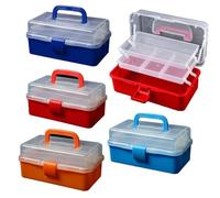 Kivivaka Caja de almacenamiento transparente de 3 capas con compartimentos personalizables, organizador voladizo ligero, aparejos de pesca, piezas pequeñas y manualidades