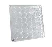 Kivivaka Caja expositora acrílica con 36 rejillas, 12 x 12 cm, transparente, conchas, cristales, piedras preciosas y cuentas para redondas