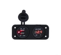 Kivivaka Cargador USB dual marino para cargador con pantalla de voltaje LED, adaptador de corriente de coche de 3.1 A para caravana, barco, yate para motocicleta, llama ABS de 12 V-24 V (rojo)