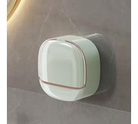 Kivivaka Jabonera de pared con soporte de caja de drenaje para baño, ducha, cocina, ABS grueso, instalación de taladro, 123 x 121 x 50 mm, color blanco y verde