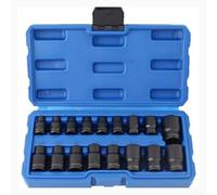 Kivivaka Juego de llaves de vaso tipo E de 17 piezas con funda, kit de herramientas manuales de acero de alta resistencia para reparación profesional de automóviles y bricolaje