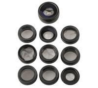 Kivivaka Kit de lentes para teléfono móvil 10 en 1 con clip de 17 mm, gran angular macro ojo de pez, teleobjetivo CPL filtros para fotografía de smartphone
