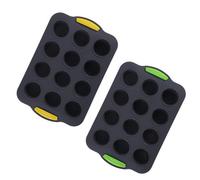 Kivivaka Molde de silicona con 12 agujeros para magdalenas, sin moldes para cupcakes, bandeja para hornear con asa para bocados de huevos, galletas, alimentos para bebés, color gris, 30,5 x 20 x 2,5