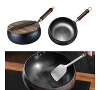 Kivivaka Olla tradicional de hierro forjada a mano de 265 cm de profundidad, sartén para estofar y freír, color negro