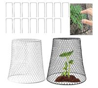Kivivaka Paquete de 3 jaulas protectoras para plantas de alambre de hierro, 23 cm, protectores de jardín para verduras, fundas negras reutilizables con clavos en forma de U, color negro