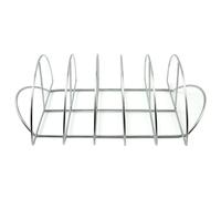 Kivivaka Parrilla de acero inoxidable para asar filetes, alitas de pollo, mariscos y verduras, diseño de costillas de medio círculo con circulación uniforme del calor, apta para lavavajillas, 38,5 x