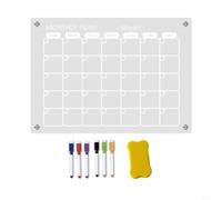 Kivivaka Pizarra magnética de acrílico transparente para nevera con 4 imanes fuertes, tablero de mensajes semanales reutilizable, lista de compras, incluye 6 marcadores y borrador (grande)