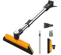 Kivivaka Rascador de hielo extensible multiusos y para coches, camiones, SUV, 12 ajustes de longitud con cabezal de cepillo de EVA giratorio