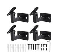 Kivivaka Soporte ajustable de hierro para pasamanos para montaje en pared, soporte de riel de escalera negro con fijación de tornillo de 2 o 3 puntos, se adapta a varios tamaños de pasamanos