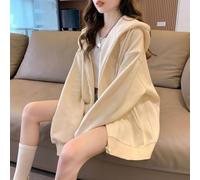 Kivivaka Sudadera con capucha estampada High Street para mujer, con cremallera, forro polar, silueta relajada, chaqueta de manga larga, tallas S-XL