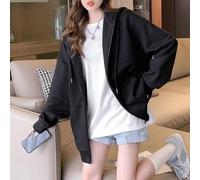 Kivivaka Sudadera con capucha estampada High Street para mujer, con cremallera, forro polar, silueta relajada, chaqueta de manga larga, tallas S-XL
