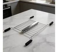 Kivivaka Tostadoras de acero inoxidable para jaulas de sándwich, soporte para pan resistente al calor con asas, bagels y bollos, 43 cm, color negro
