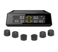 Kivivaka TPMS solar de 6 sensores, sistema de monitor de presión de neumáticos LCD con carga USB para automóviles para camiones 4-6 neumáticos (externos)