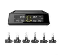 Kivivaka TPMS solar de 6 sensores, sistema de monitor de presión de neumáticos LCD con carga USB para automóviles para camiones 4-6 neumáticos (integrados)