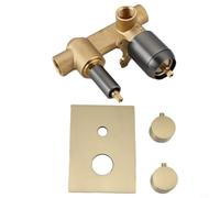 Kivivaka Válvula mezcladora de ducha termostática oculta de latón macizo diseño compacto de 70 mm para sistemas de fontanería del Reino Unido, fácil de instalar, gris (dorado)
