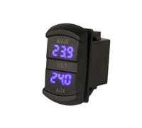 Kivivaka Voltímetro digital LED rojo 12-24V DC Dual para batería para medidor de voltaje para automotriz para motocicleta UTV RV Panel Mount Tester (azul)