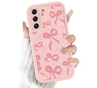 Kivlclri Funda para Samsung Galaxy S22 5G 6,1", Carcasa con Aesthetic Rosa Pajarita Corazón Dibujos Diseño Motive Suave Rosa Silicona TPU Case Antigolpes Bumper Protección de Cámara Cover para Mujer