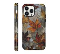 Kivlclri Stained Glass Funda para iPhone 13 Pro 6,1", Carcasa con Aesthetic Otoño Autumn Fall Hoja de Arce Dibujos Diseño Motive Brillante Silicona TPU Case Antigolpes Protección Cover para Mujer