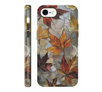 Kivlclri Stained Glass Funda para iPhone 16E 6,1", Carcasa con Aesthetic Otoño Autumn Fall Hoja de Arce Dibujos Diseño Motive Brillante Silicona TPU Case Antigolpes Protección Cover para Mujer Niñas