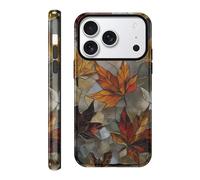 Kivlclri Stained Glass Funda para iPhone 17 Pro MAX 6,9", Carcasa con Aesthetic Otoño Autumn Fall Hoja de Arce Dibujos Diseño Motive Brillante Silicona TPU Case Antigolpes Protección Cover para Mujer