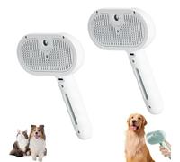 Kivori Pet Grooming Brush Steamer, Pet Spray Hair Removal Comb, All In One Pet Grooming Comb with Water Tank & Release Button, Pets Steam Brush (White*2)