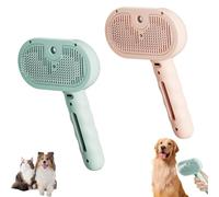 Kivori Pet Grooming Brush Steamer, Pet Spray Hair Removal Comb, All In One Pet Grooming Comb with Water Tank & Release Button, Pets Steam Brush (Green+Pink)