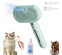Kivori Pet Grooming Brush Steamer, Spray Comb for Dogs, 3 in 1 Pet Steam Spray Brush, Pet Spray Hair Removal Comb for Shedding & Grooming, Water Brush for Cats Dogs Animals Long Short Haired (Green)