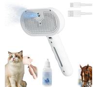 Kivori Pet Grooming Brush Steamer, Spray Comb for Dogs, 3 in 1 Pet Steam Spray Brush, Pet Spray Hair Removal Comb for Shedding & Grooming, Water Brush for Cats Dogs Animals Long Short Haired (White)