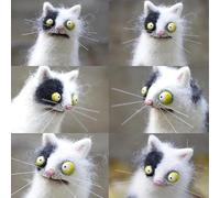 kivrimlarv Animales de Fieltro | Gato Decorativo Caprichoso De Ojos Grandes para Mesa - Figuras Decorativas de Animales para Mesa,para Niños Adolescentes Coleccionistas y Decoración de